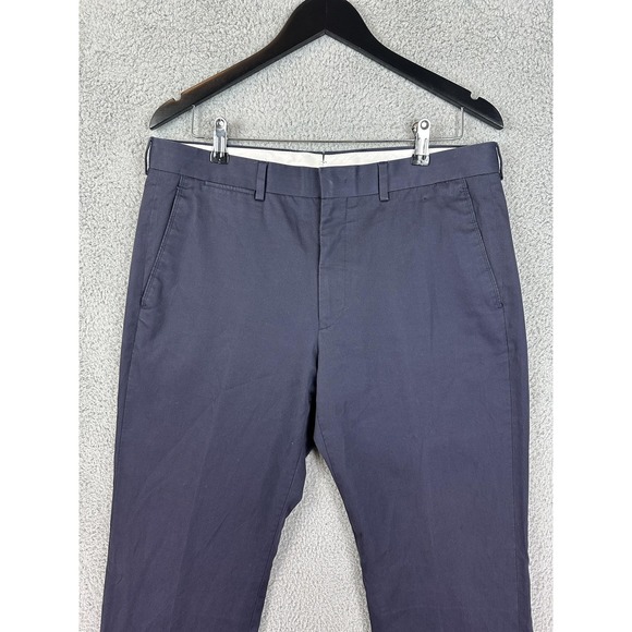 Saks Fifth Avenue Pants Mens 34x29 Navy Blue Chino Flat Front Straight Cotton - Picture 1 of 9